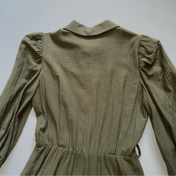 Calvin Klein Olive Green Collared Romper Size 4 Utility Chic Safari Style - Picture 5 of 9